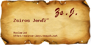 Zsiros Jenő névjegykártya